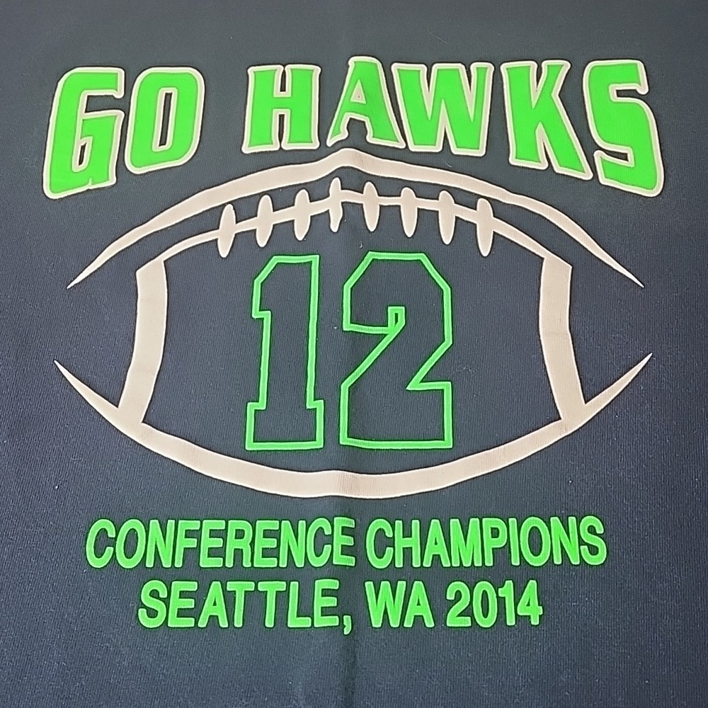 Go HAWKS 2014 Conference Champion Tee Port and Company Blue T-Shirt Size Large - Picture 2 of 4